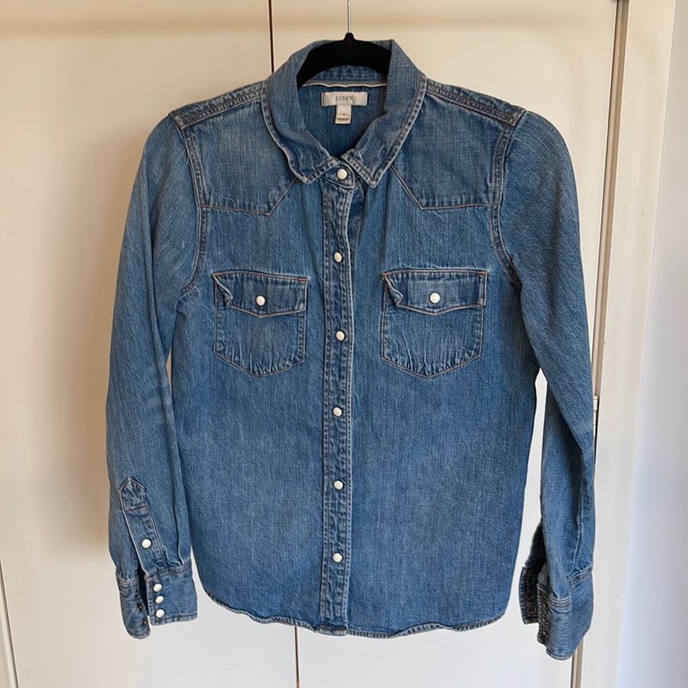 JCrew Western Pearl Snap Denim Shirt - 4